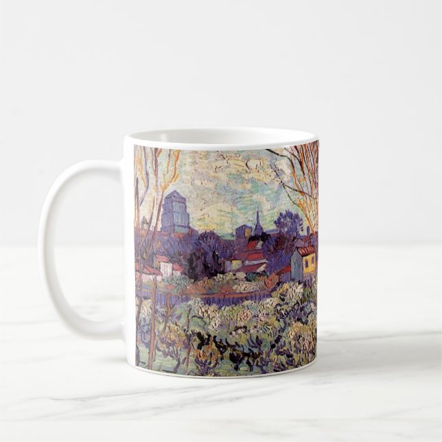 Fruktträdgården i blom, Arles av Vincent van Gogh Kaffemugg (Vänster)