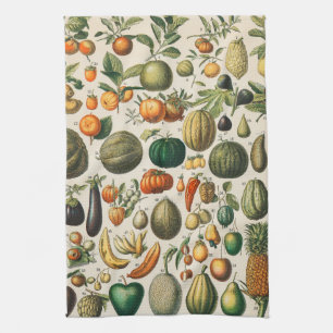 Fruktvegetativ botanisk vetenskaplig illustration kökshandduk