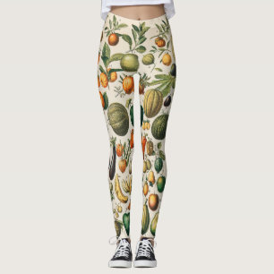 Fruktvegetativ botanisk vetenskaplig illustration leggings