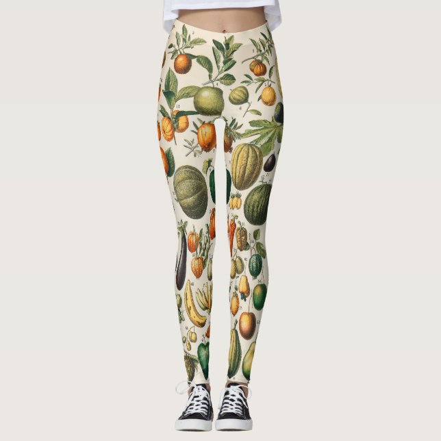 Fruktvegetativ botanisk vetenskaplig illustration leggings (Framsida)