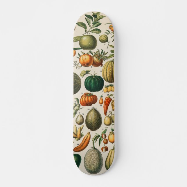 Fruktvegetativ botanisk vetenskaplig illustration mini skateboard bräda 18,5 cm (Framsida)