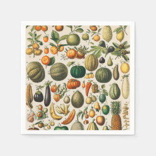 Fruktvegetativ botanisk vetenskaplig illustration pappersservett