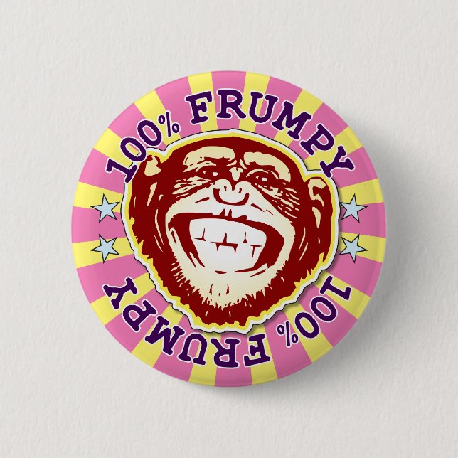 Frumpy 100% Funny Funky, Monkey Badge Knapp (Framsida)