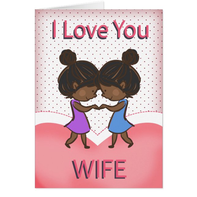 Frun lesbisk, den gulliga älska afrikansk amerikan hälsningskort (Framsidan)