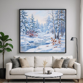 Frusen flod - Landskapsmålning konststil Poster