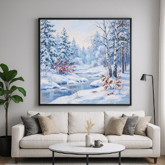 Frusen flod - Landskapsmålning konststil Poster
