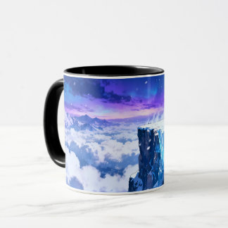 Frusen himmel-mugg | Snöig bergfantasi keramisk ko Mugg