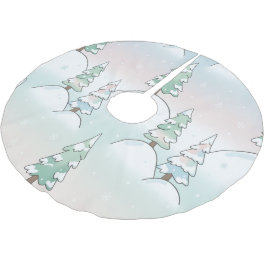 Frusen Skog Elegans Vinter Träd Design Julgransmatta Borstad Polyester