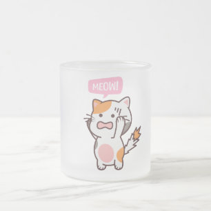 frustrerad, söt kattdesign   Köp nu Frostad Glasmugg