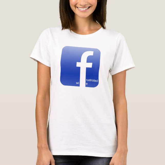 Frustrerad superskoj för fruFacebook logotyp T-shirt (Framsida)