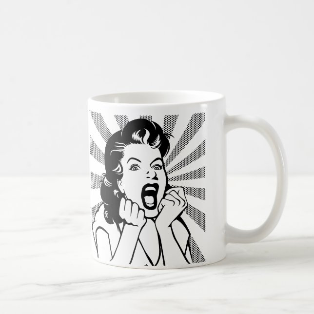 Frustrerad Woman Skräm Funny Mug Kaffemugg (Höger)
