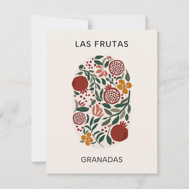 Frutas: Granadas - marknaden för granatäpplen Anteckningskort (Framsida)