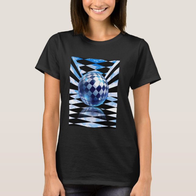Frutiger Aero Aesthetic Tech Checkated Room Orb Sk T Shirt (Framsida)