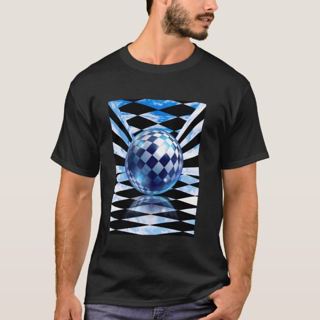 Frutiger Aero Aesthetic Tech Checkated Room Orb Sk T Shirt (Framsida)
