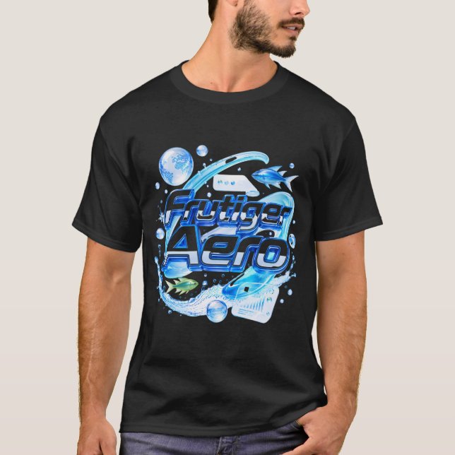Frutiger Aero Blue Tech Y2K Design T Shirt (Framsida)