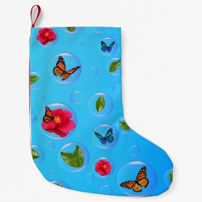 Frutiger Aero Butterfly Bubbles Christmas Stocking Liten Julstrumpa (Framsidan)