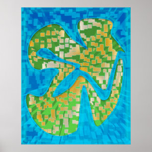 Frutiger Aero Pixel Mosaic Extrusion Poster
