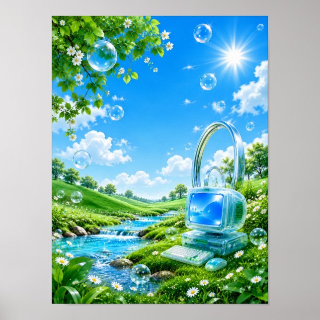 Frutiger Aero Retro Computer Nature Landscape Post Poster (Framsidan)