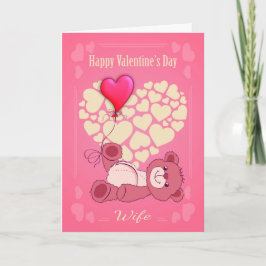 Fruvalentin dag med nallen och hjärtor helgkort