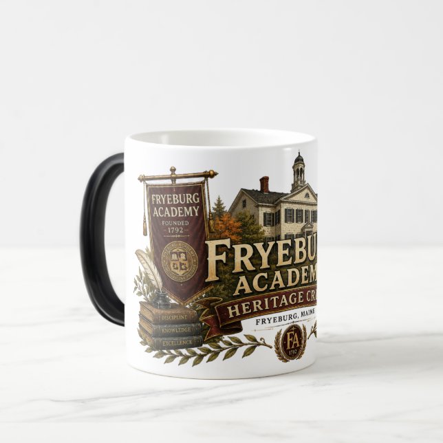Fryeburg Academy Heritage Crest Design Färg Magisk Mugg (Framsida vänster)