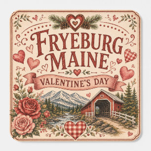 Fryeburg Maine Alla hjärtans dag Fyrkantig dekal Fyrkantigt Klistermärke