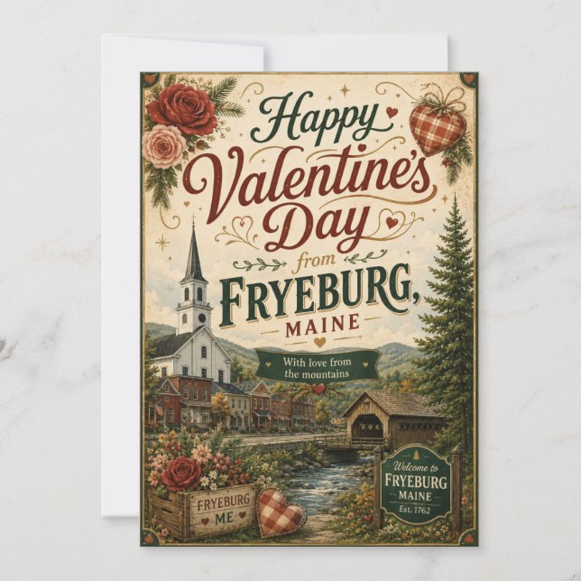 Fryeburg Maine Alla hjärtans dags kort (Framsida)