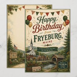 Fryeburg Maine Födelsedagsgratulationskort Julkort