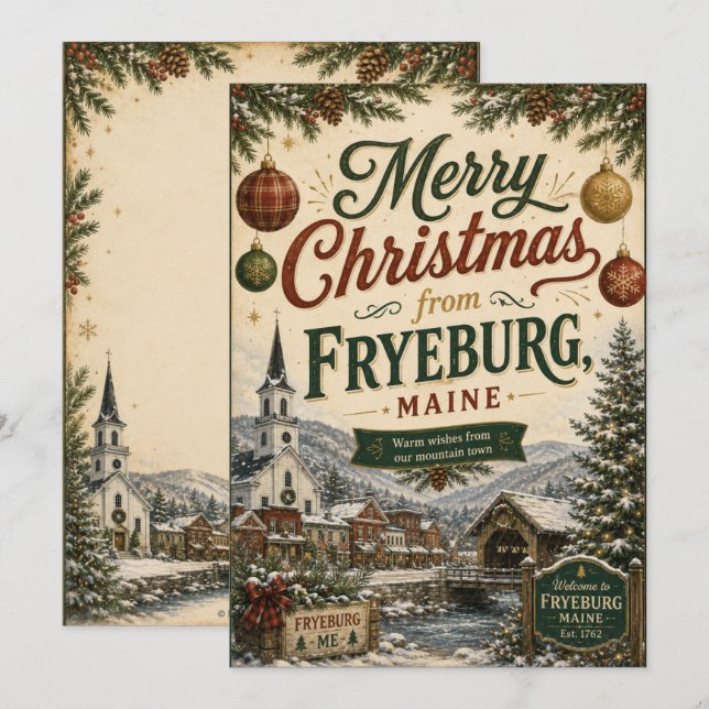 Fryeburg Maine julhälsningskort Julkort (Fram/baksida)