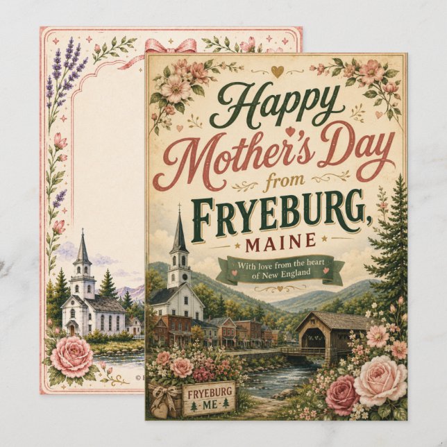 Fryeburg Maine Mors Dag Gratulationskort Julkort (Fram/baksida)