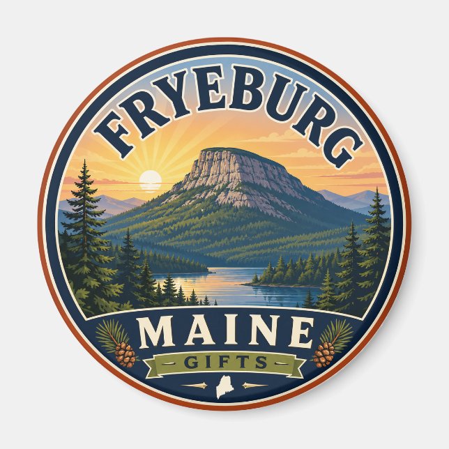 Fryeburg Maine Present Scenisk Rund Magnet (Framsidan)