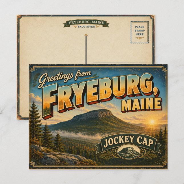 Fryeburg Maine Scenisk Vintage vykort (Fram/baksida)