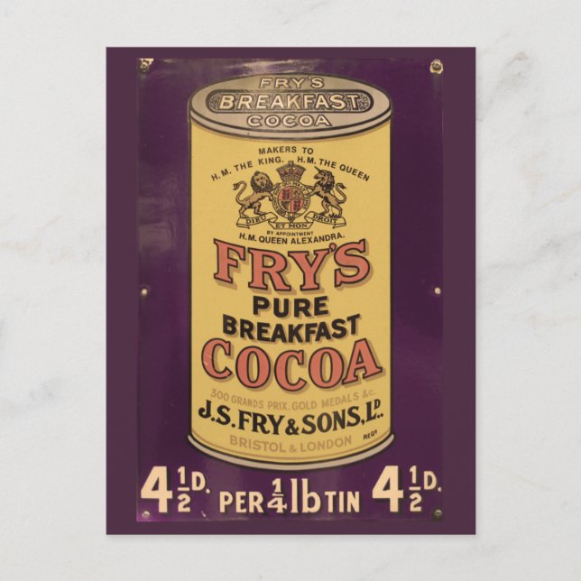 Frys Cocoa Vintage annons Vykort (Framsida)