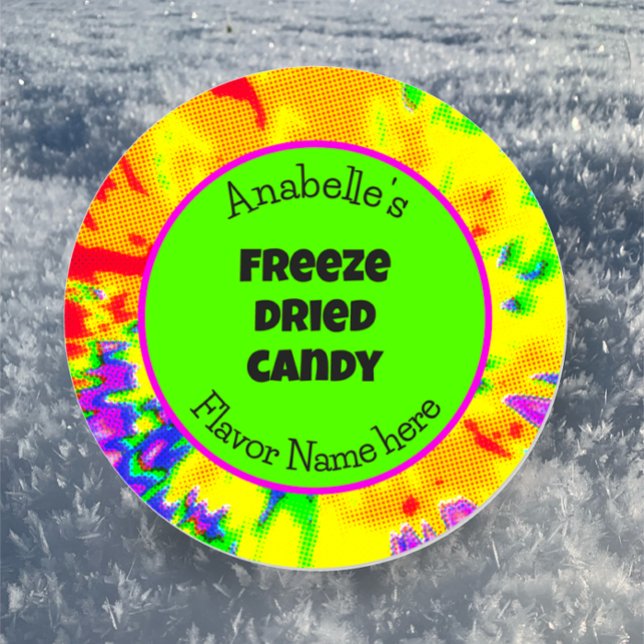 Frys etikett för torkat kandy Bright Business Pack (Promote your freeze dried candy business cool eye-catching  rainbow labels. Customize name flavors)