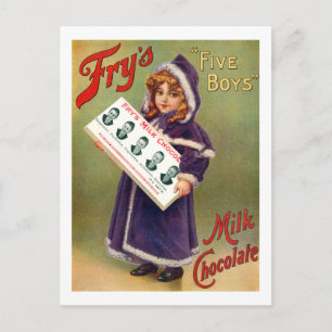 Fry's Fem boys Mjölk Chocolate Vintage affisch Vykort