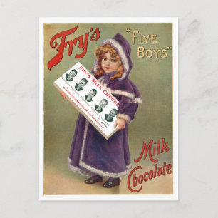 Frys "Fem pojkar" Mjölk Chocolate and Sign Vykort