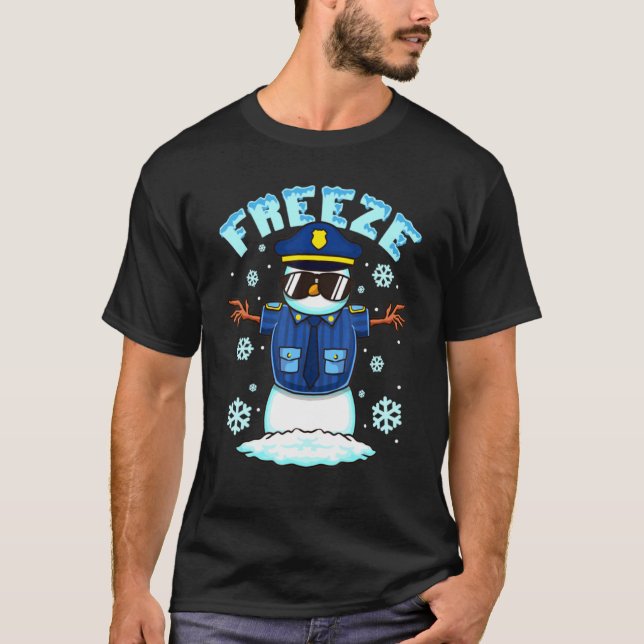 Frys polis Snögubbe Superskoj Julpolis O T Shirt (Framsida)