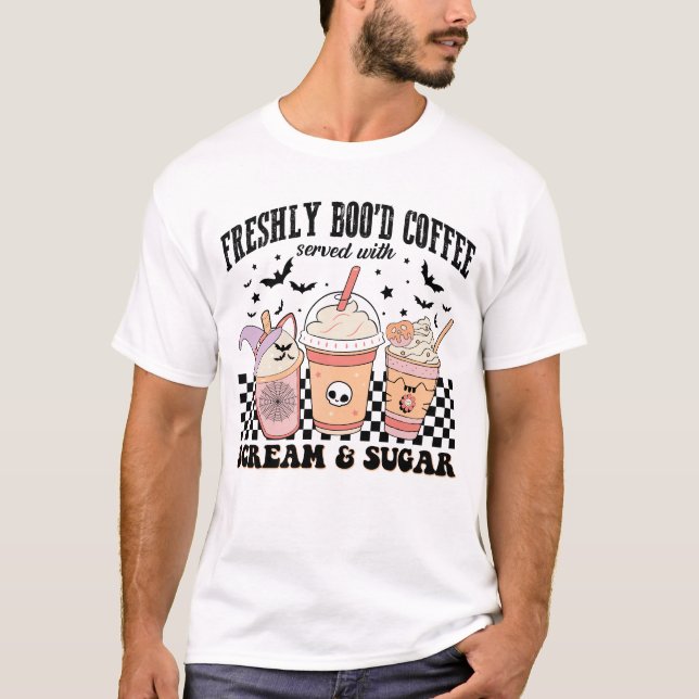 Frysa Boo'd-kaffe, serverad med grädde och socker T Shirt (Framsida)