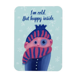 Frysa ungen med hatten och Scarfkall och lycklig Magnet