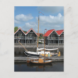 Fryslan Boats & Canal Houses Postcard Vykort