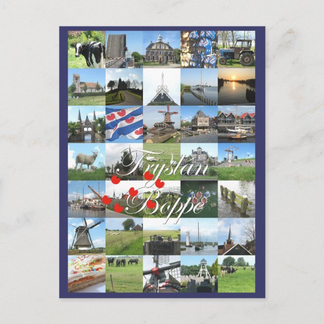Fryslân Boppe Friesland fotovykort Kaart Vykort (Framsida)