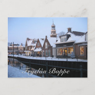 Fryslân Boppe Lemmer Canal Postcard Vykort