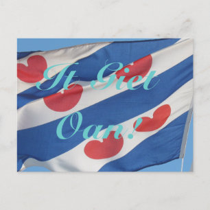 Fryslan Flagga och text det ger Oan! vykort