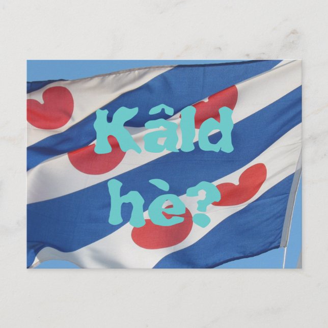 Fryslan Flagga & Text Kâld hè? Vykort (Framsida)