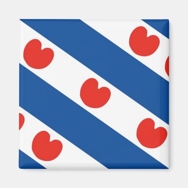 Fryslan, Friesland Frisian Flagga Fridge Magnet (Framsidan)