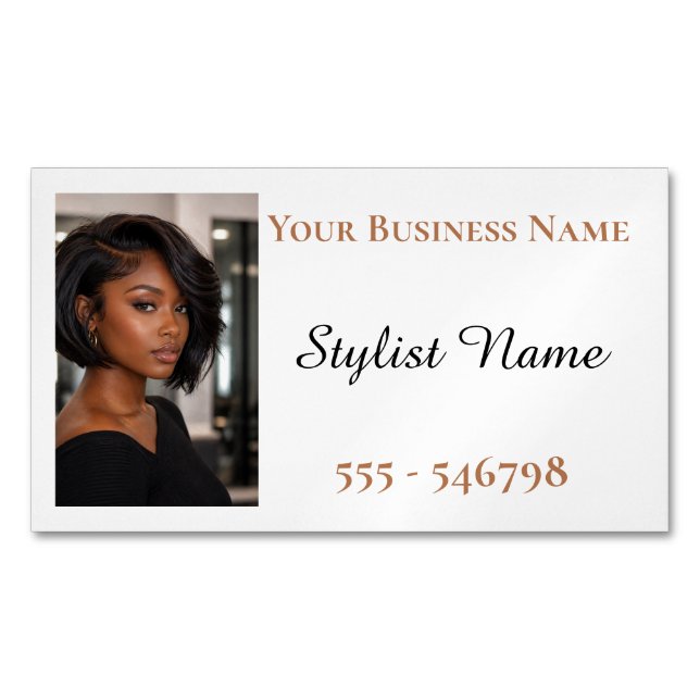 Frysmagnet för frisör afroamerikan magnetiska visitkort (Framsida)