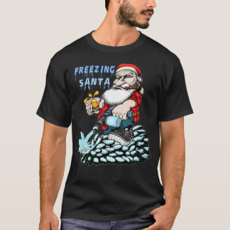 Frysning av Jultomten jul med roligt frigörande T Shirt