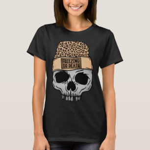 Frysning till döden Leopard Skull Funny Skeletons T Shirt