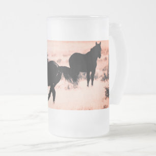 Fryst 16 oz Frosted Glass Mugg MED VILD HORSES