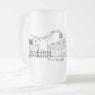 Fryst 16 oz. Mugg, Block Island Seaside Dock Frostat Ölglas