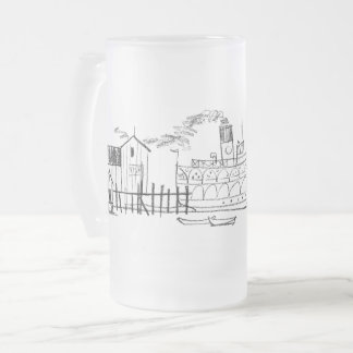 Fryst 16 oz. Mugg, Block Island Seaside Dock Frostat Ölglas